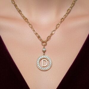 NWT Gold Pendant Necklace with Initial Charm D 17inch